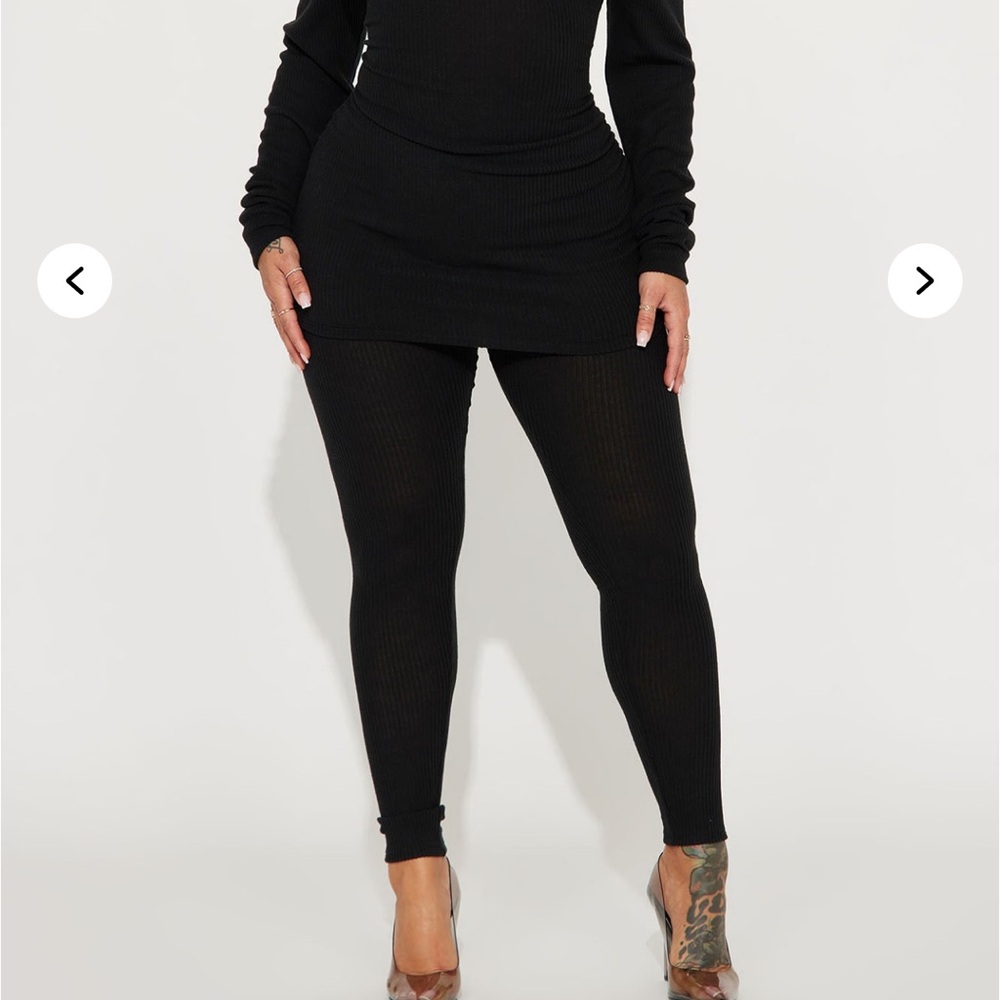 Fashion Nova Black Ribbed Leggings
